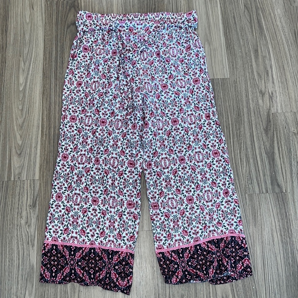 Torrid Pink and Black Floral Wide Leg Pants